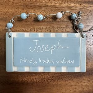 Department 56 Sandra Magsamen Boys Name Tag Ornament Decor Ceramic Plaque JOSEPH